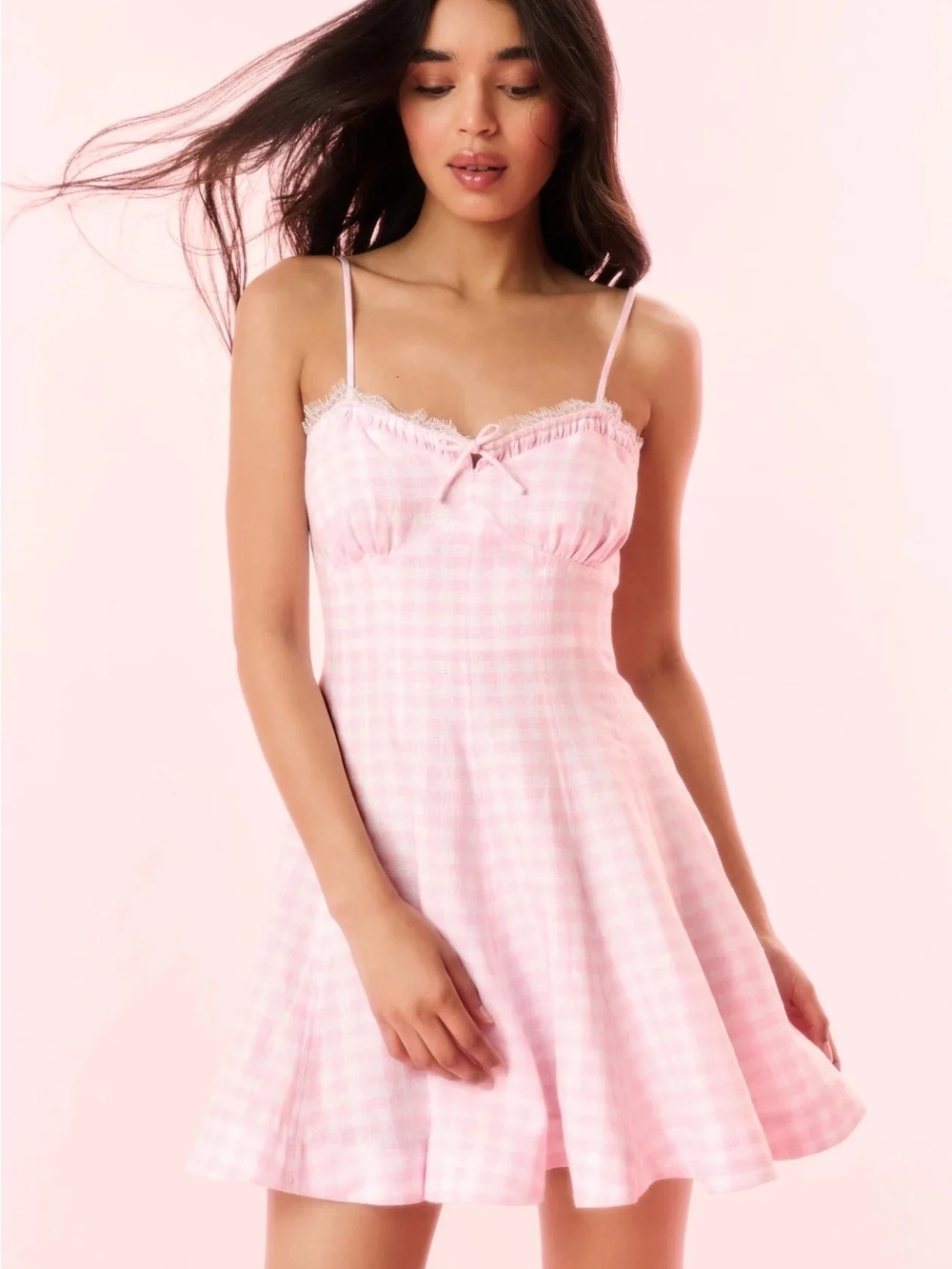 LoveShackFancy Shai Linen Gingham Mini Dress size 0